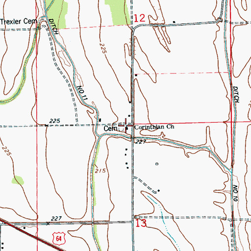 Topographic Map of Corinthian Cemetery, AR