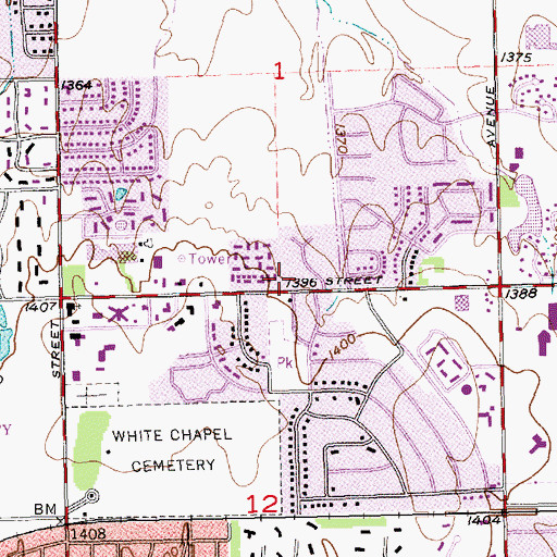 Topographic Map of Pine Valley Christian Church, KS