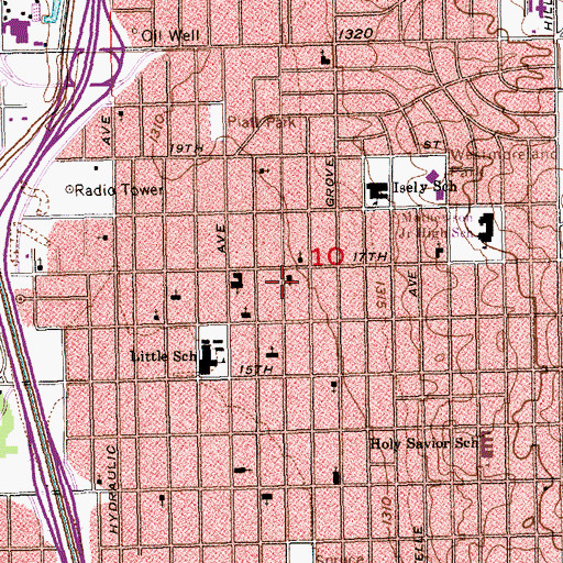 Topographic Map of North Madison Avenue Church of Christ, KS