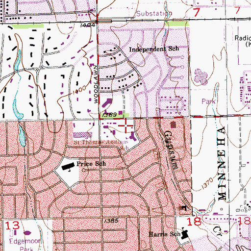 Topographic Map of Saint Thomas Aquinas Roman Catholic Church, KS