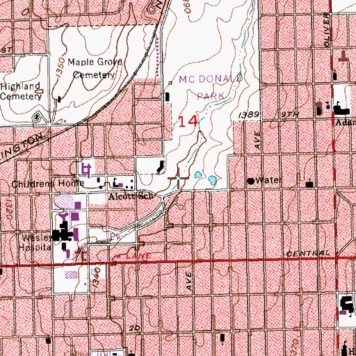 Topographic Map of Dellrose Church of God, KS