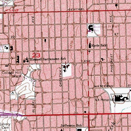 Topographic Map of Second Church Christian Science, KS