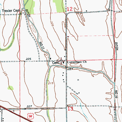 Topographic Map of Corinthian Church, AR
