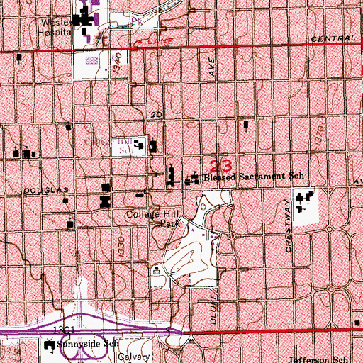 Topographic Map of Blessed Sacrament Roman Catholic Church, KS