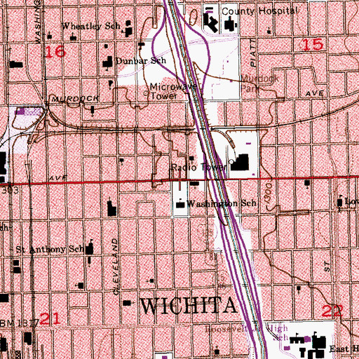 Topographic Map of Martin Temple Church of God in Christ, KS