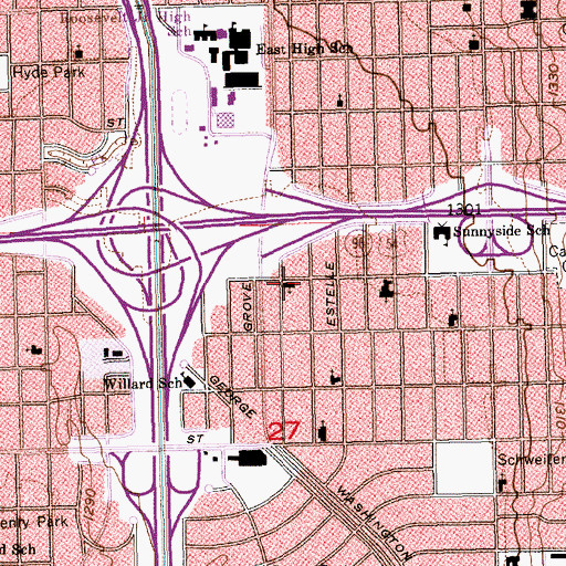 Topographic Map of Poplar Avenue Church of Christ, KS