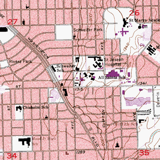 Topographic Map of All Saints Roman Catholic Church, KS