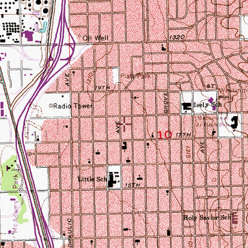 Topographic Map of Victorious Cross Church of God in Christ, KS