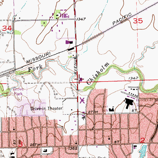 Topographic Map of North Heights Christian Church, KS