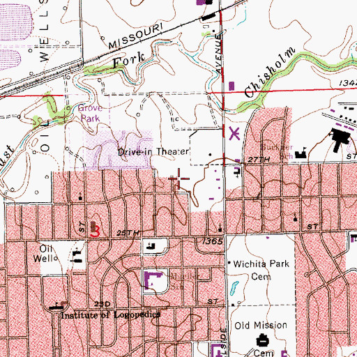 Topographic Map of Mount Horeb Church of God in Christ, KS