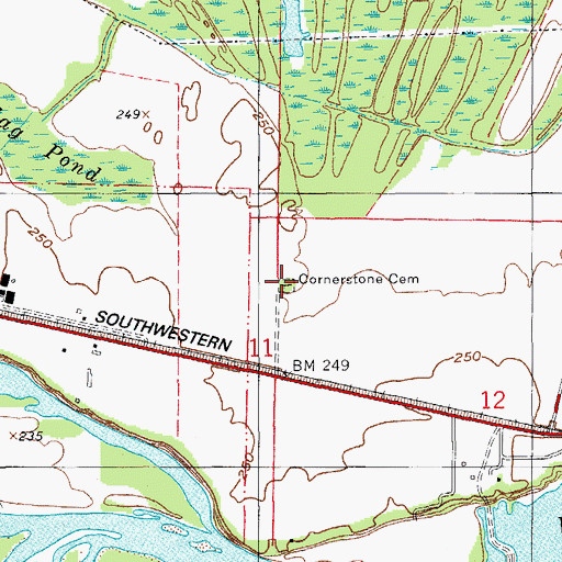 Topographic Map of Cornerstone Cemetery, AR