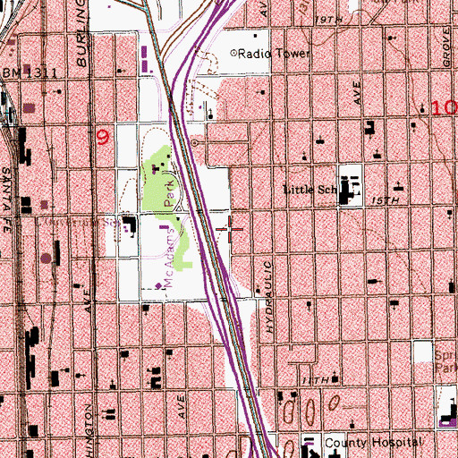 Topographic Map of Mount Carmel Church of God in Christ, KS