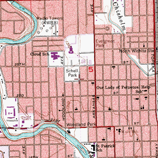 Topographic Map of Emmanuel Church of God in Christ, KS