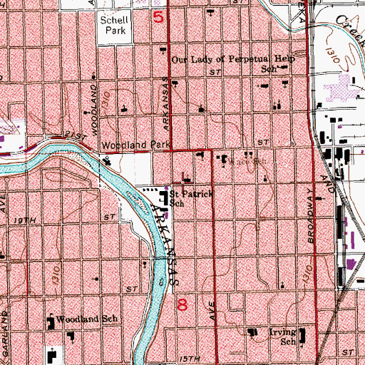 Topographic Map of Northside Church of Christ, KS