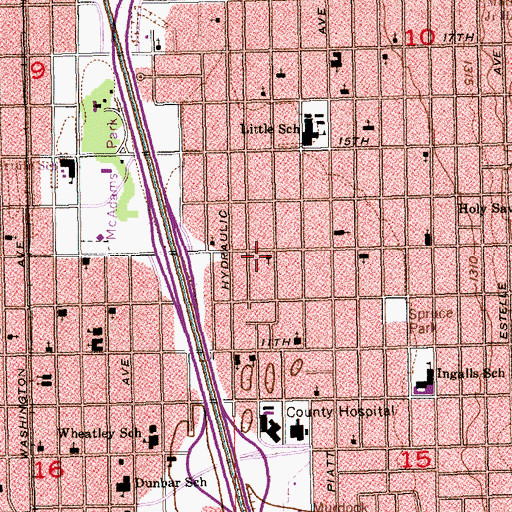 Topographic Map of East Side Church of God in Christ, KS