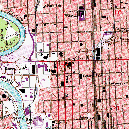 Topographic Map of Saint Mary's Cathedral, KS