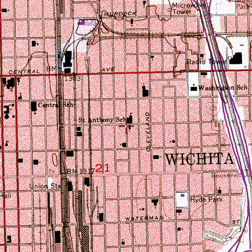 Topographic Map of Saint Anthony Roman Catholic Church, KS