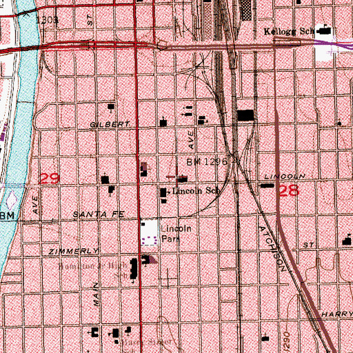 Topographic Map of Emporia Avenue Church of Christ, KS