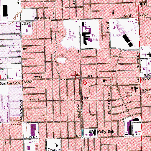 Topographic Map of Glenn Park Christian Church, KS