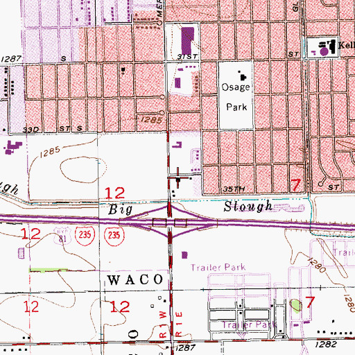 Topographic Map of Westside Church of Christ, KS