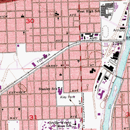 Topographic Map of Harry Street Church of God, KS