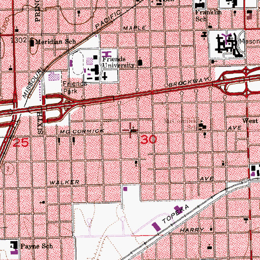 Topographic Map of West Side Church of God, KS