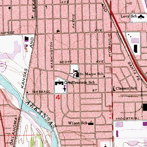 Topographic Map of Saint Margaret Mary Roman Catholic Church, KS