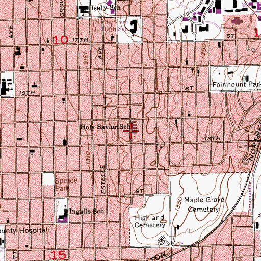 Topographic Map of Holy Savior Roman Catholic Church, KS