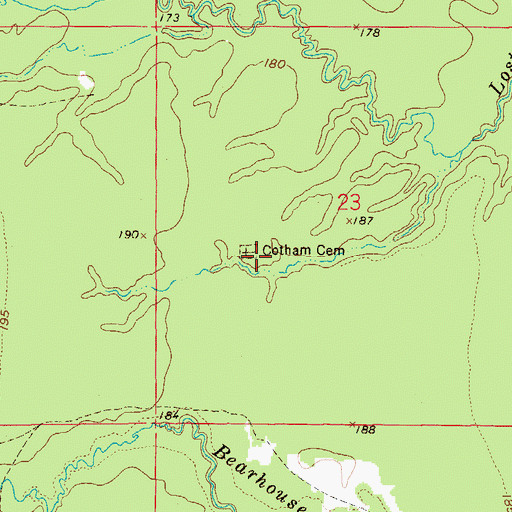 Topographic Map of Cotham Cemetery, AR