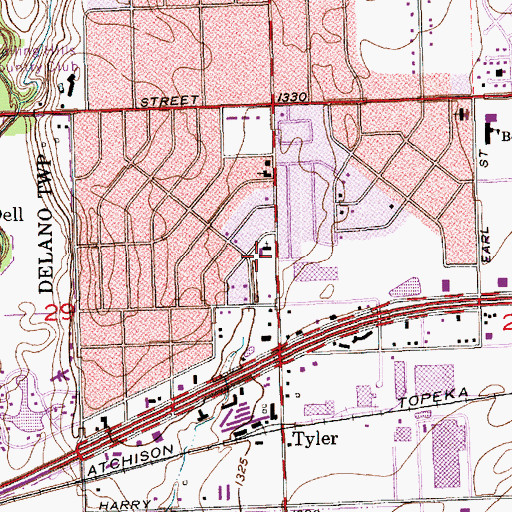 Topographic Map of Tyler Road Baptist Church, KS