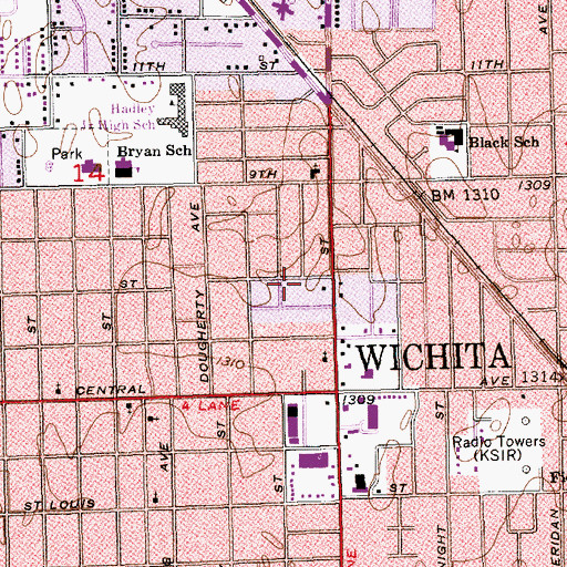Topographic Map of Trinity Church of the Nazarene, KS