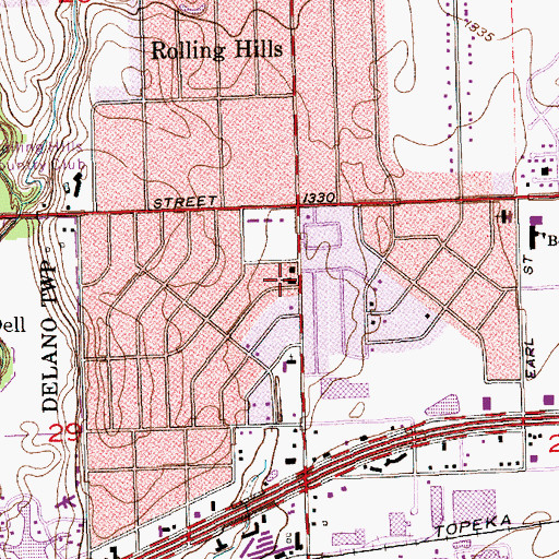Topographic Map of Olivet Church of the Nazarene, KS