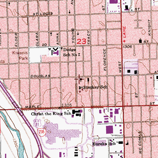 Topographic Map of Douglas Avenue Assembly of God Church, KS