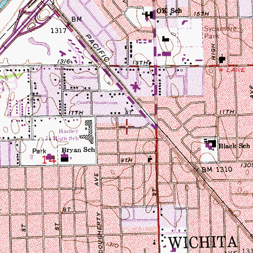 Topographic Map of Memory Lane Baptist Church, KS