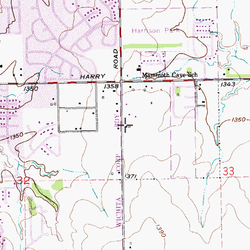 Topographic Map of Colonial Heights Baptist Church, KS