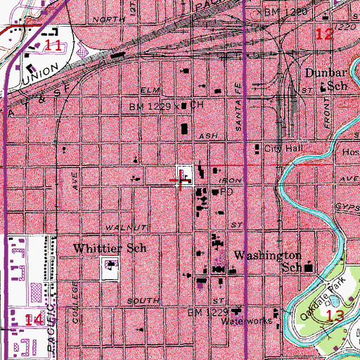 Topographic Map of Sacred Heart Cathedral Grade School, KS
