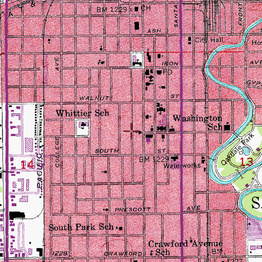 Topographic Map of Bartlett Elementary School, KS