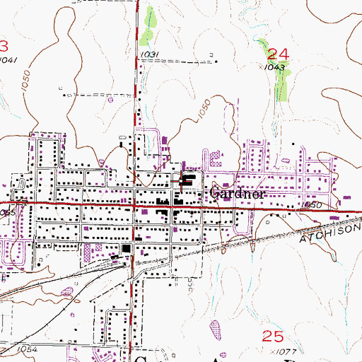 Topographic Map of Gardner Elementary School, KS