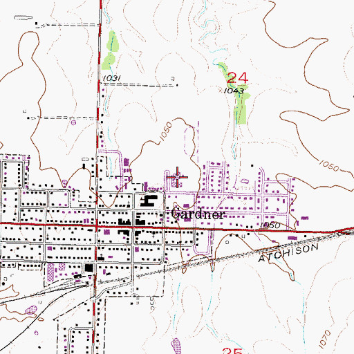 Topographic Map of Gardner High School, KS