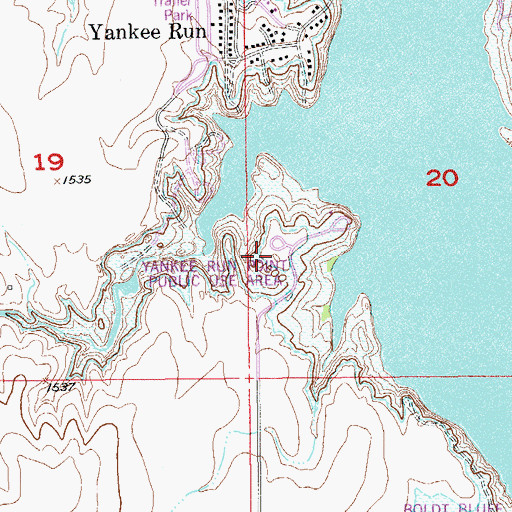 Topographic Map of Yankee Run Point Public Use Area, KS