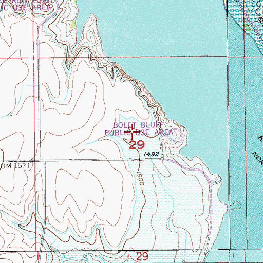 Topographic Map of Boldt Bluff Public Use Area, KS