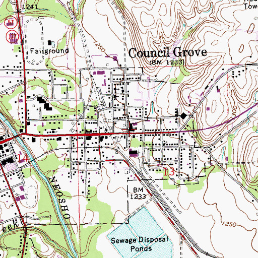 Topographic Map of Washington Elementary School, KS