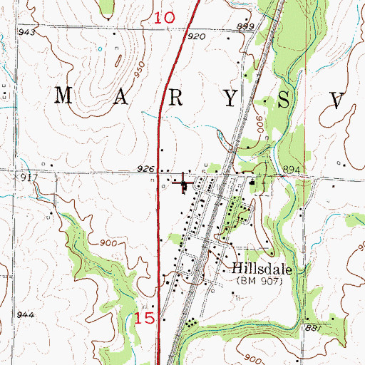 Topographic Map of Hillsdale Elementary School, KS