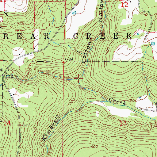Topographic Map of Cotton Hollow, AR