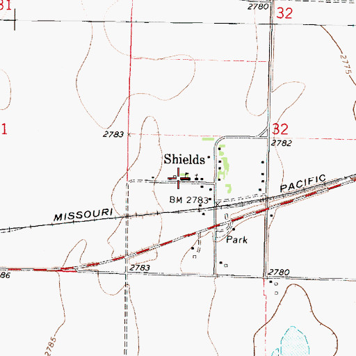 Topographic Map of Shields Elementary School, KS