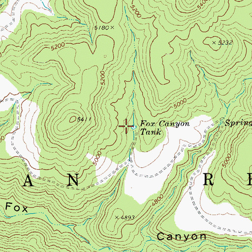 Topographic Map of Fox Canyon Tank, AZ