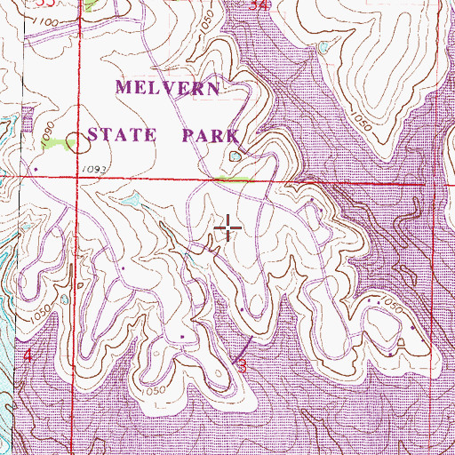 Topographic Map of Melvern State Park, KS