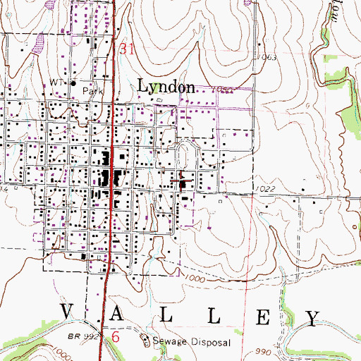 Topographic Map of Lyndon High School, KS