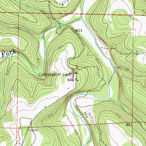 Topographic Map of Cottonwood Cemetery, AR
