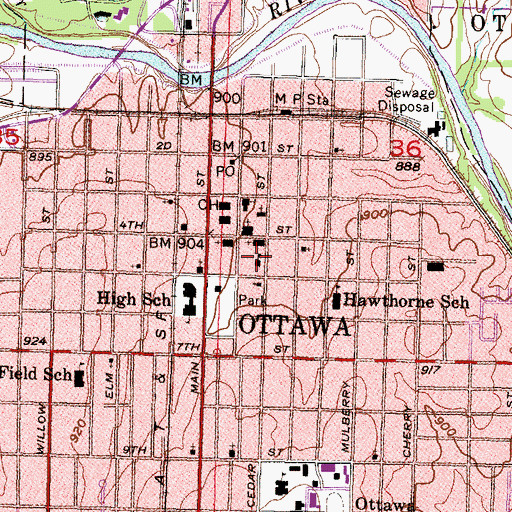 Topographic Map of Sacred Heart School, KS